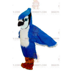 Blue Jay White and Black Blue Bird BIGGYMONKEY™ mascottekostuum
