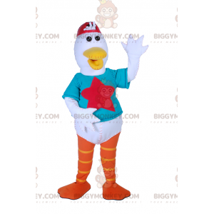 Seagull BIGGYMONKEY™ Mascot Costume with Star Tee and Red Cap -