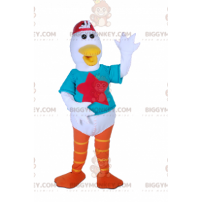 Traje de mascote Seagull BIGGYMONKEY™ com camiseta estrela e