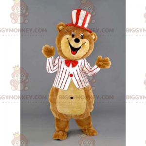 Teddy BIGGYMONKEY™ maskottiasu, jossa hattu ja takki -