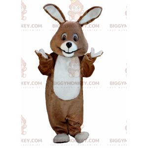 Costume de mascotte BIGGYMONKEY™ de lapin marron et blanc tout