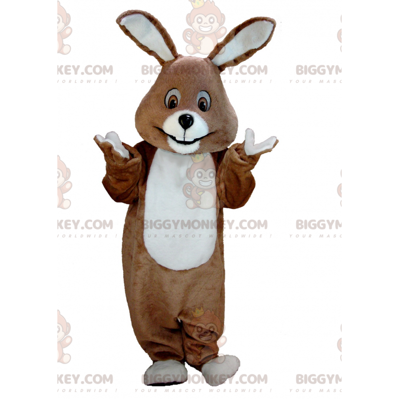 BIGGYMONKEY™ All Furry Brown and White Rabbit Mascot Costume -