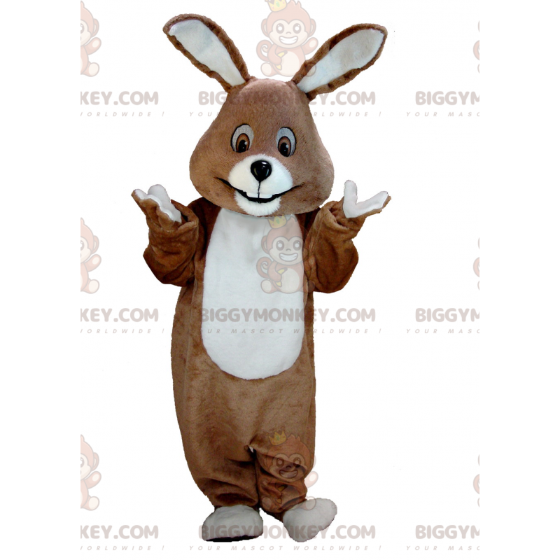 BIGGYMONKEY™ All Furry Brown and White Rabbit Mascot Costume –