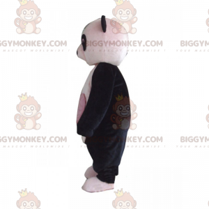 BIGGYMONKEY™ maskotdräkt av panda med ett rosa hjärta på magen