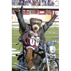 Brown Bear BIGGYMONKEY™ Mascot Costume With Bandana And Sports