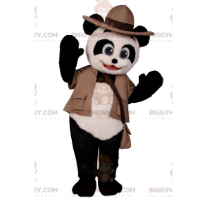 BIGGYMONKEY™ Panda-mascottekostuum in Explorer-outfit -