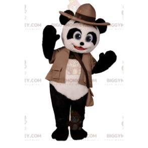 BIGGYMONKEY™ Panda-Maskottchen-Kostüm im Entdecker-Outfit -