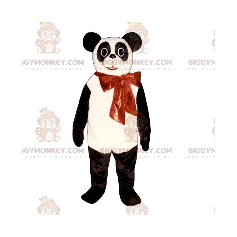 Panda og rød sløjfe BIGGYMONKEY™ maskotkostume - Biggymonkey.com