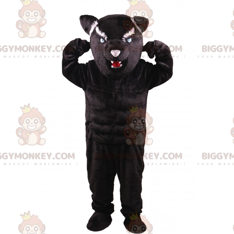 Kostým agresivně vypadajícího pantera BIGGYMONKEY™ maskota –