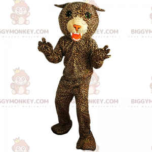 Costume de mascotte BIGGYMONKEY™ de panthère aux yeux vert -