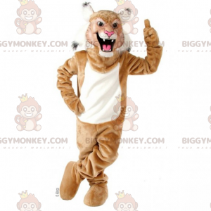Tan & White Panther BIGGYMONKEY™ mascottekostuum -