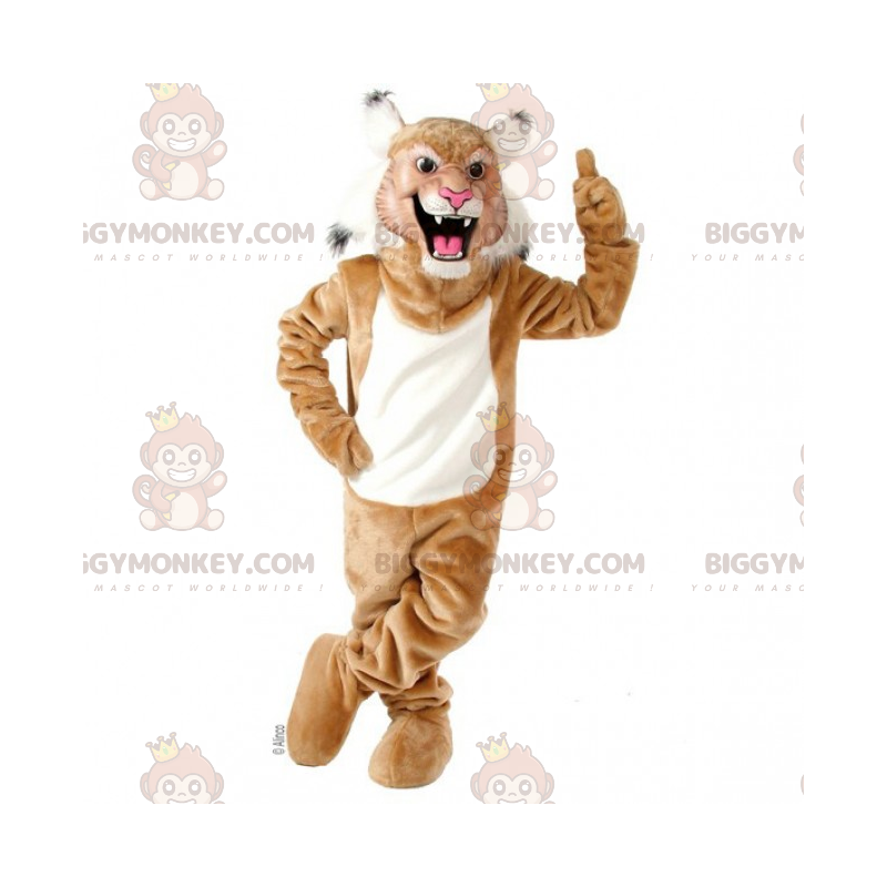 Costume da mascotte BIGGYMONKEY™ pantera bianca e marrone