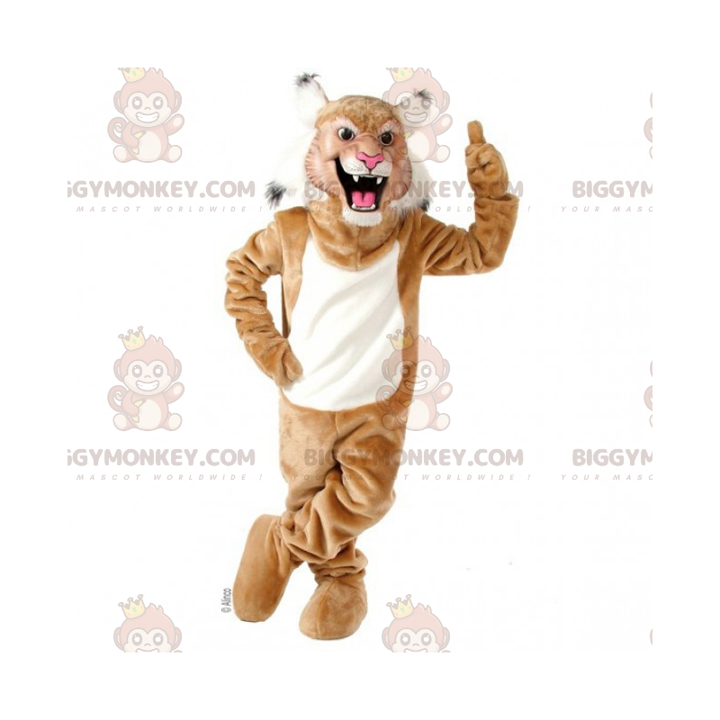 Costume de mascotte BIGGYMONKEY™ de panthère beige et blanc -