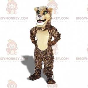Costume de mascotte BIGGYMONKEY™ de panthère beige et marron -