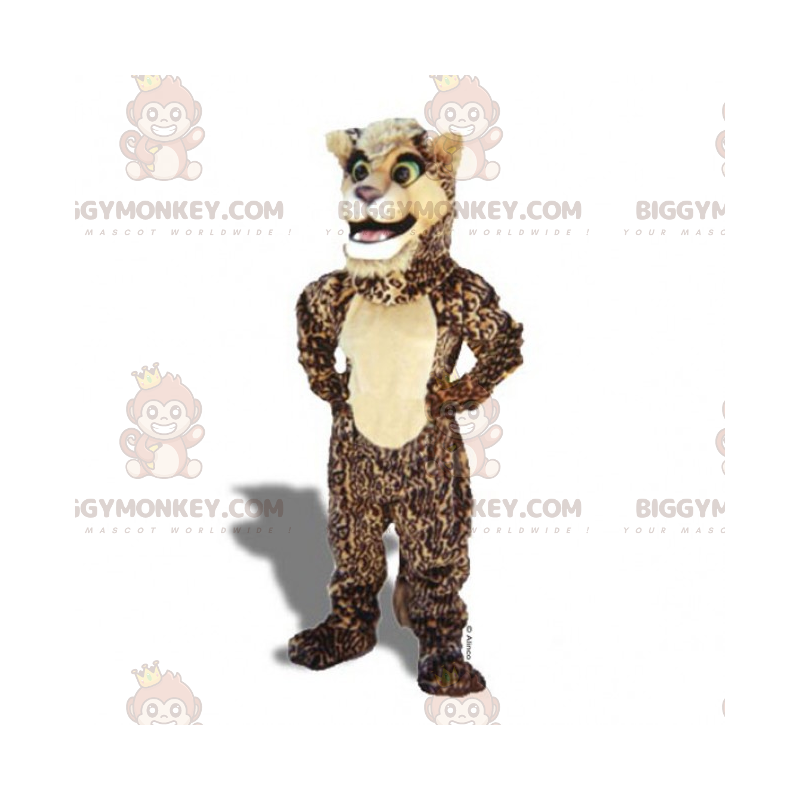 Costume mascotte BIGGYMONKEY™ pantera marrone e marrone chiaro