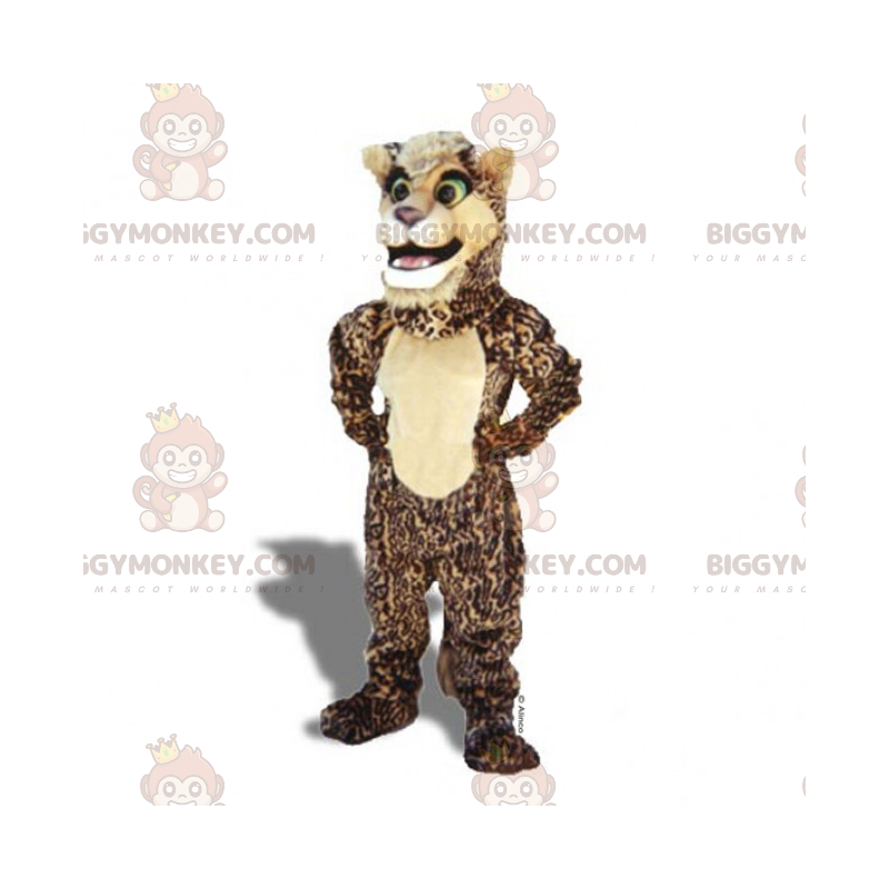 Hellbraunes und braunes Panther-BIGGYMONKEY™-Maskottchen-Kostüm