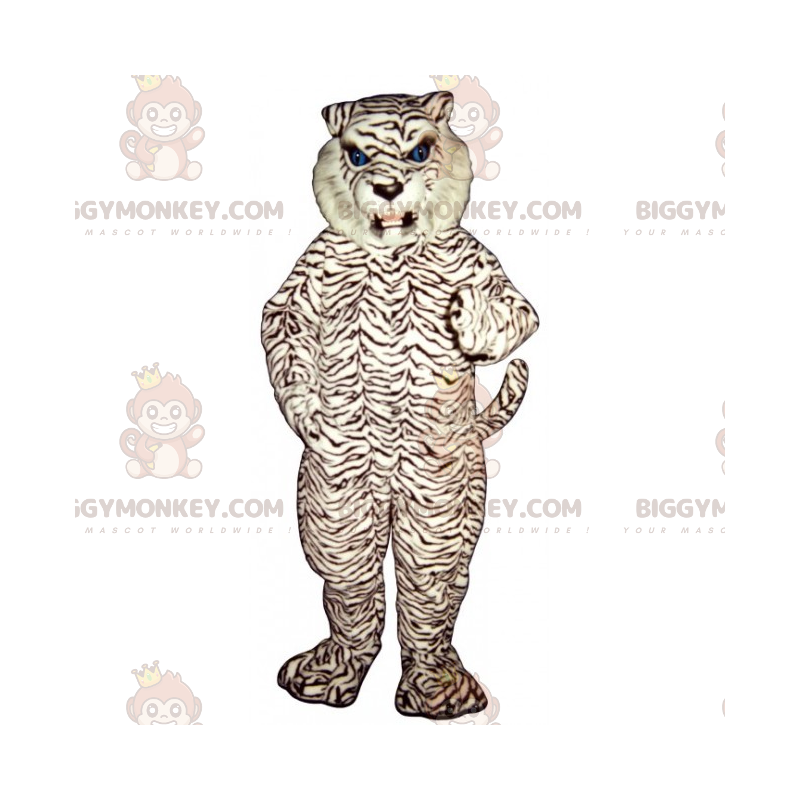 BIGGYMONKEY™ Blauäugiger weißer Panther-Maskottchen-Kostüm -