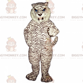 BIGGYMONKEY™ Blauäugiger weißer Panther-Maskottchen-Kostüm -