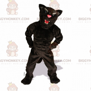 BIGGYMONKEY™ Costume da mascotte pantera nera dal naso rosa -