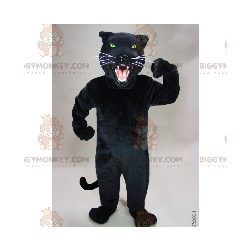 Kostým maskota BIGGYMONKEY™ Black Panther s bílými vousy –