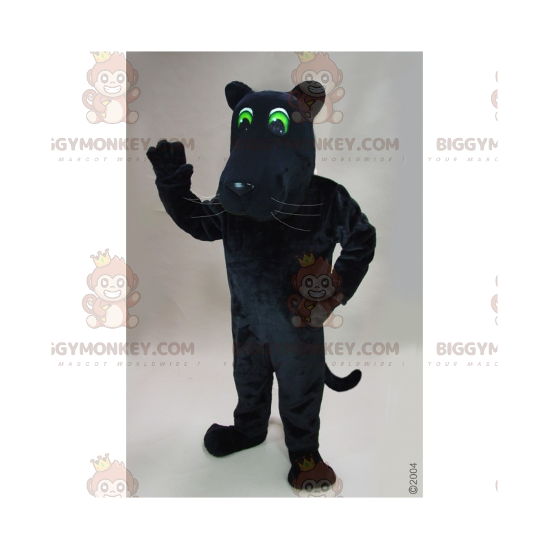 BIGGYMONKEY™ Costume mascotte pantera nera dagli occhi verdi -