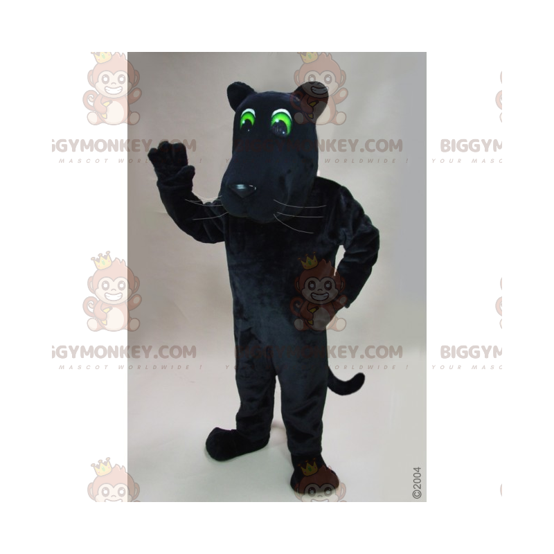 BIGGYMONKEY™ Grünäugiger Schwarzer Panther Maskottchen Kostüm -