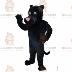 BIGGYMONKEY™ Maskottchenkostüm Schwarzer Panther mit rosa Nase