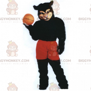 BIGGYMONKEY™ maskottiasu, musta pantteri koripalloasussa -