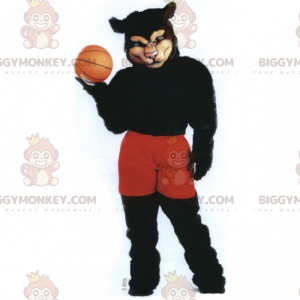 Costume de mascotte BIGGYMONKEY™ de panthère noire en tenue de