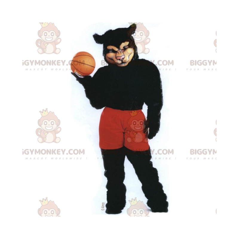 BIGGYMONKEY™ mascottekostuum Black Panther in basketbaloutfit -