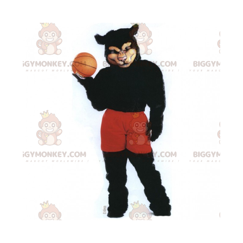 BIGGYMONKEY™ maskottiasu, musta pantteri koripalloasussa -