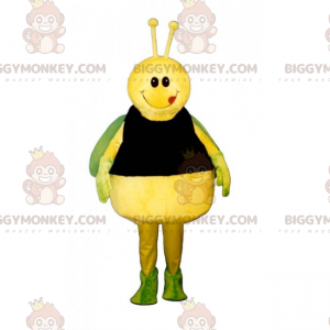 Traje de mascote BIGGYMONKEY™ de borboleta amarela e asas