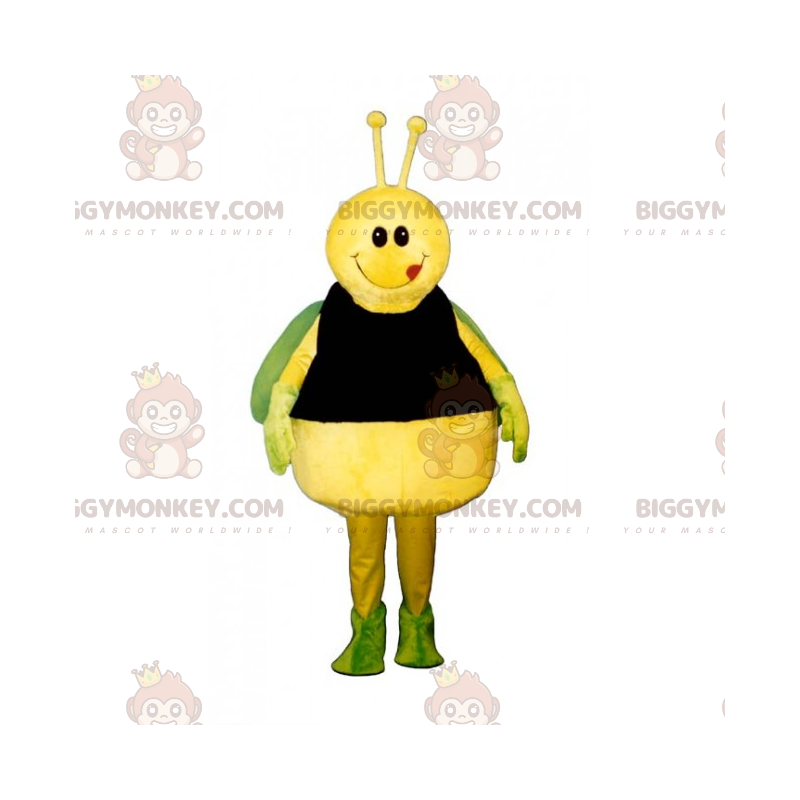 BIGGYMONKEY™ maskotdräkt av gul fjäril och gröna vingar -