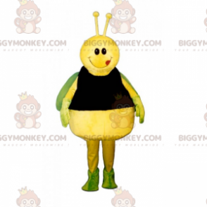 BIGGYMONKEY™ maskottiasu keltaisesta perhosesta ja vihreistä