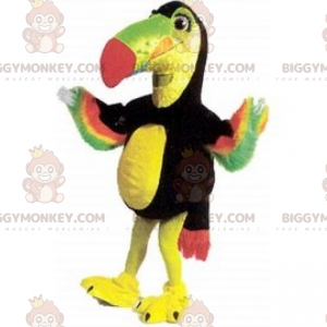 BIGGYMONKEY™-mascottekostuum met veelkleurig verenkleed voor