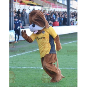 Brown Dog BIGGYMONKEY™ Mascot Costume With Yellow T-Shirt -