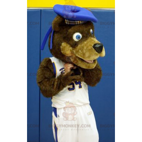 Brown Bear BIGGYMONKEY™ Mascot Costume In White Sportswear -