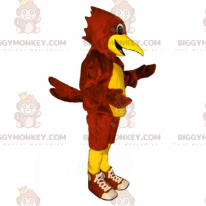 Costume de mascotte BIGGYMONKEY™ de perroquet rouge et jaune