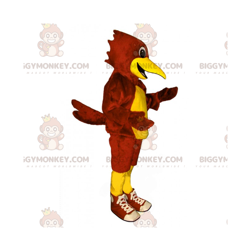 Costume de mascotte BIGGYMONKEY™ de perroquet rouge et jaune