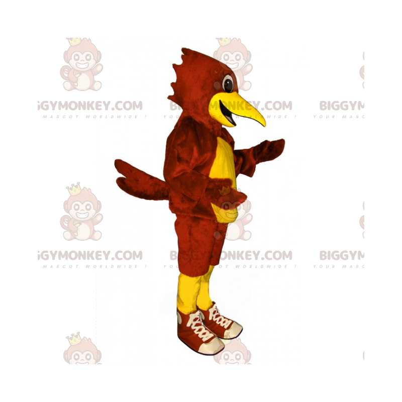 Kostium maskotka czerwono-żółta papuga BIGGYMONKEY™ z trampkami