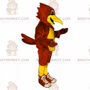 Costume de mascotte BIGGYMONKEY™ de perroquet rouge et jaune