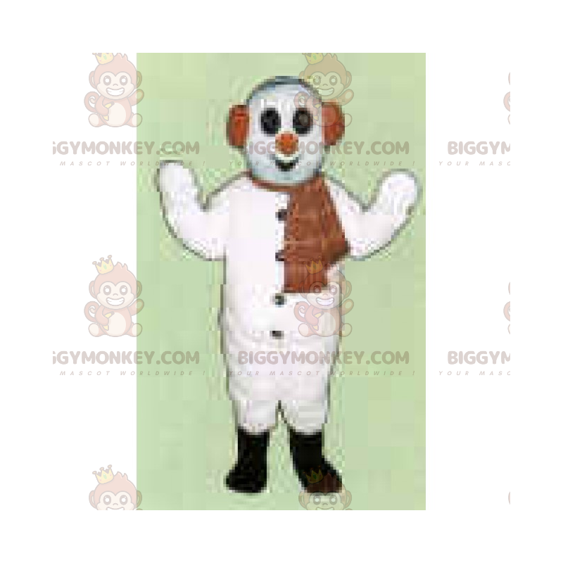 Karakter BIGGYMONKEY™ mascottekostuum - Sneeuwman met sjaal -