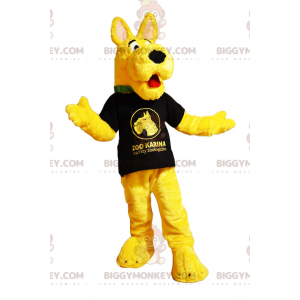 Karaktär BIGGYMONKEY™ maskotdräkt - gul hund i t-shirt -