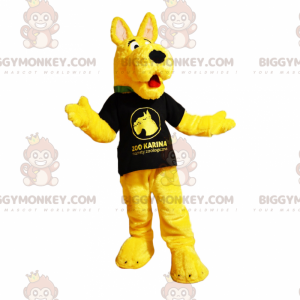 Karakter BIGGYMONKEY™ mascottekostuum - gele hond in T-shirt -
