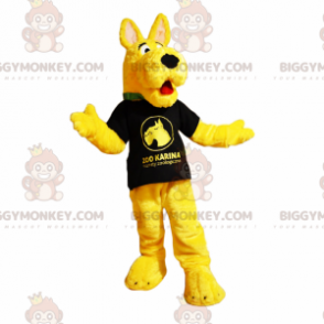 Karakter BIGGYMONKEY™ maskotkostume - gul hund i t-shirt -