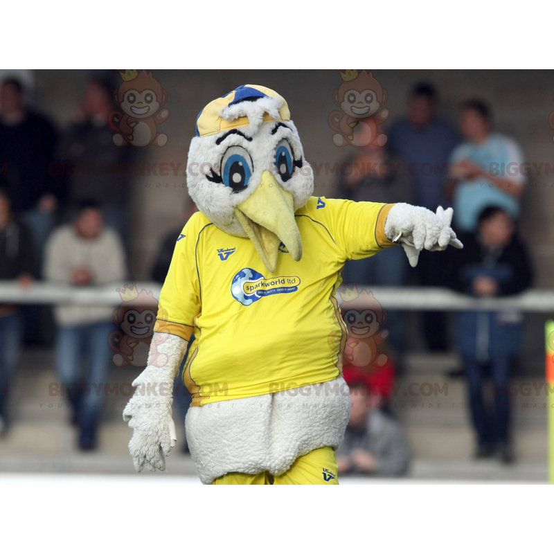 BIGGYMONKEY™ Mascot Costume Seagull White Stork In Yellow