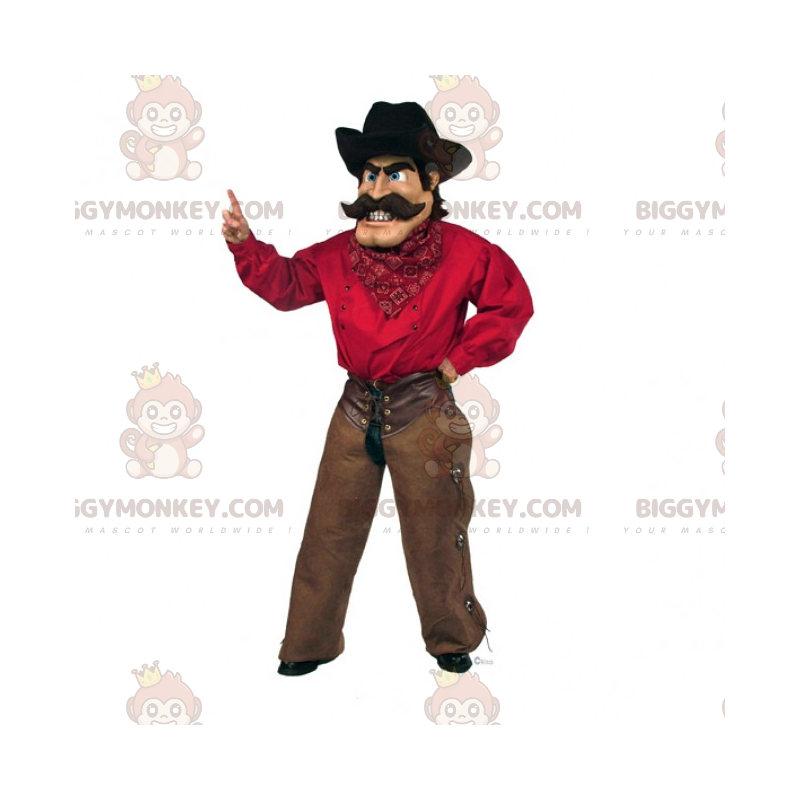 Figur BIGGYMONKEY™ Maskottchenkostüm – Cowboy mit Schnurrbart -