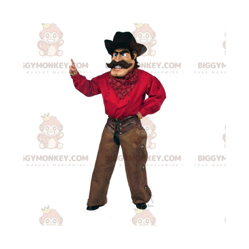 Traje de mascote de personagem BIGGYMONKEY™ - Cowboy com bigode