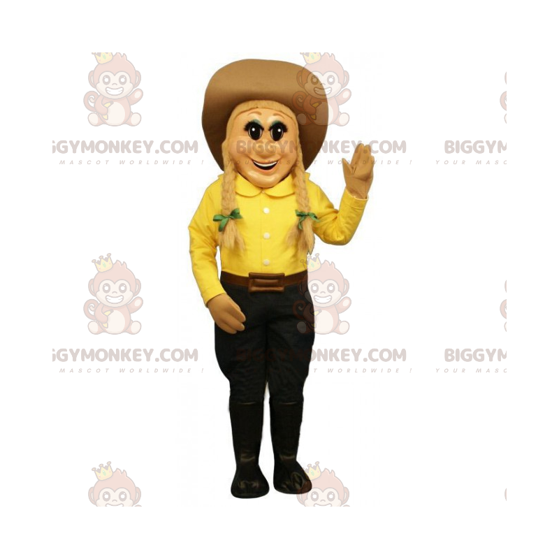Character BIGGYMONKEY™ Mascot Costume - Cowgirl with Hat –