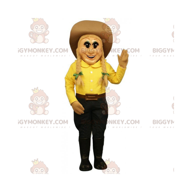 Figur BIGGYMONKEY™ Maskottchenkostüm – Cowgirl mit Hut -